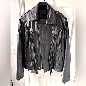 80’s Style Leather Fringe Jacket. Size 38.